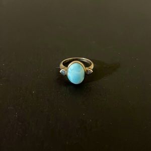 Mahralago sterling silver Larimar ring with tanzanite detail
